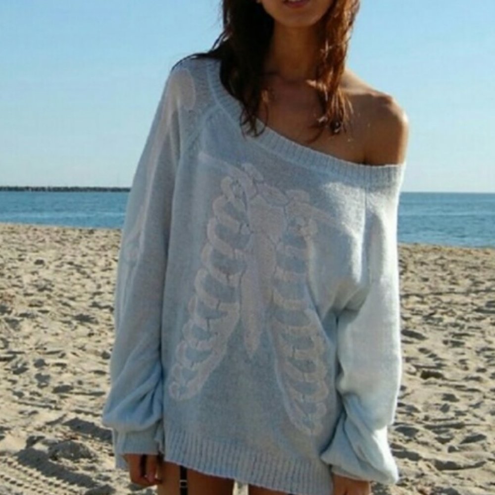 Wildfox Light Blue Skeleton Sweater